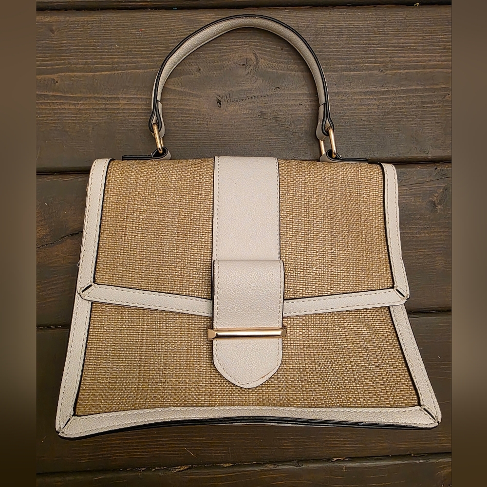 Elegant Tan and Cream Women's Handbag